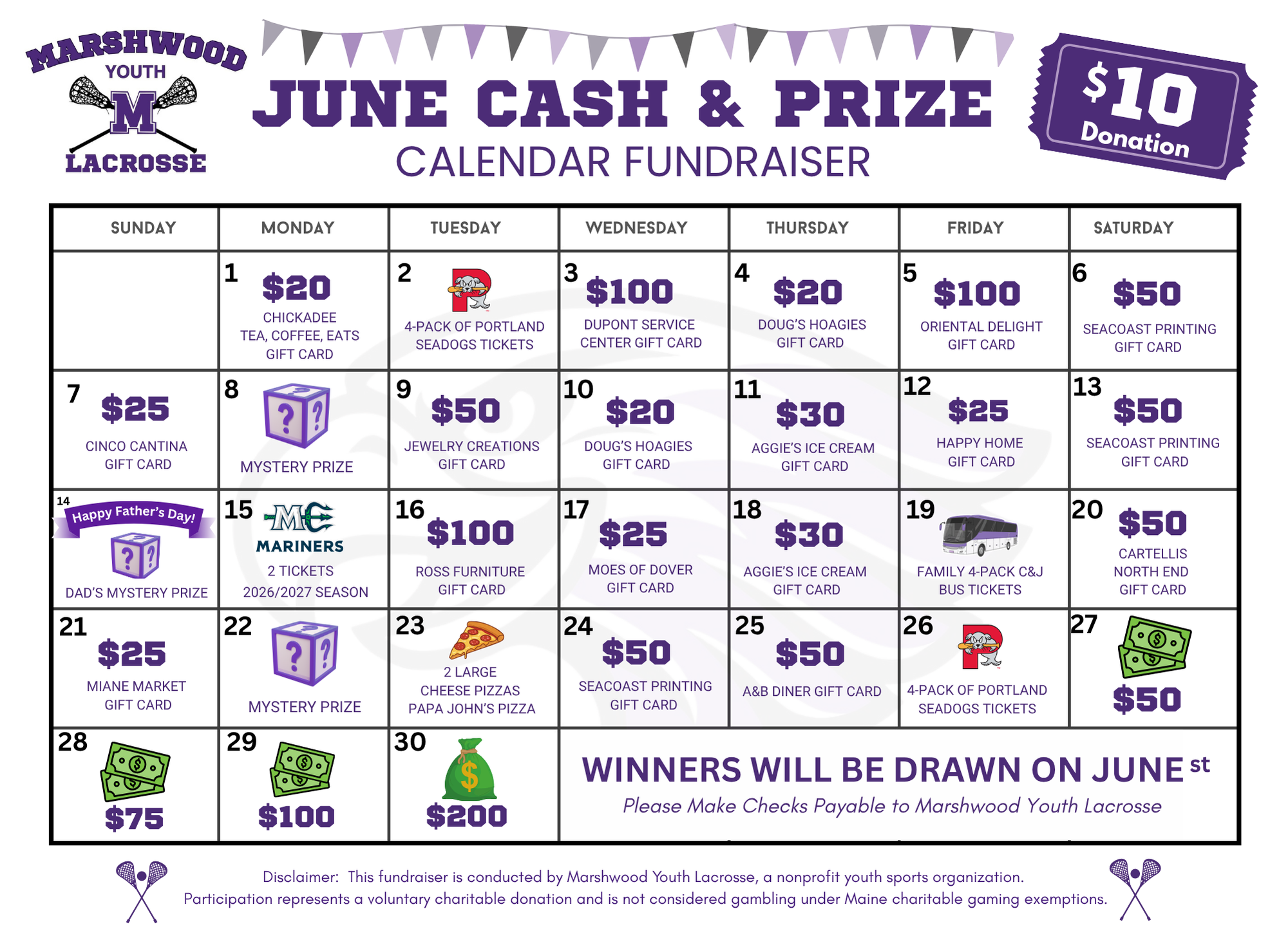 JUNE CALENDAR RAFFLE
